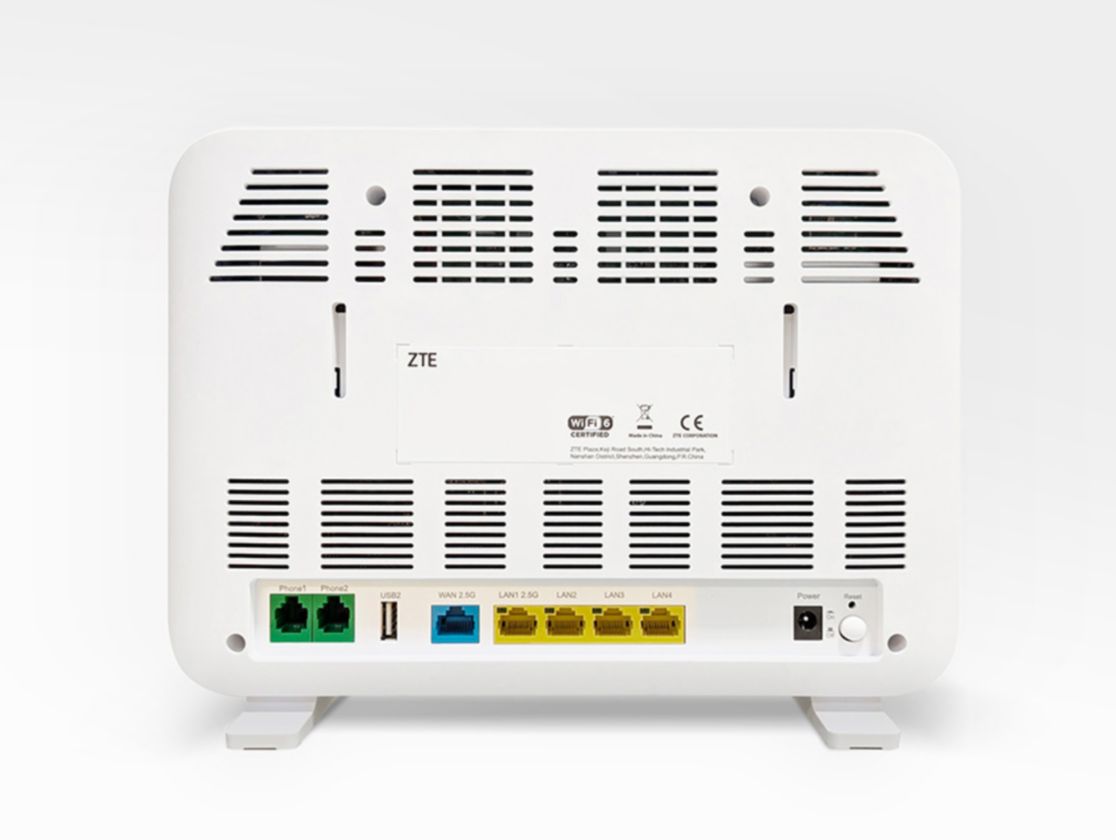 Immagine del retro del modem Wi-Fi 6 - ZXHN H6645P.