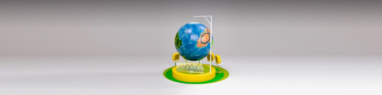 Dnsty: globe with the text "Futura"