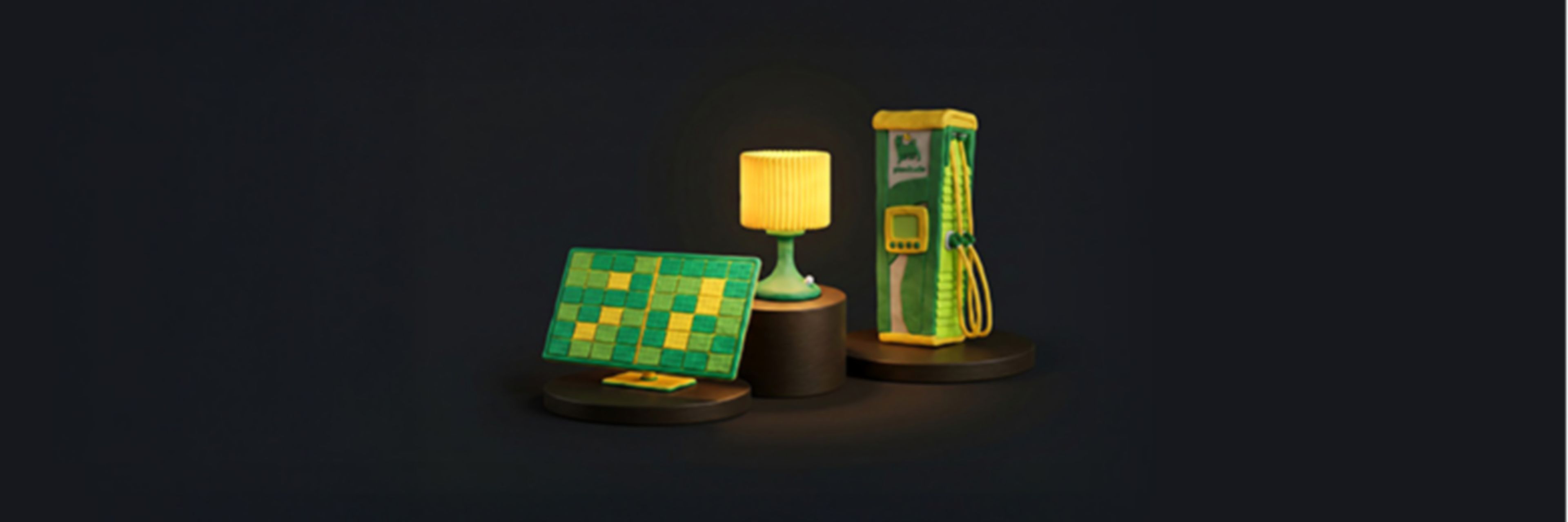 Oggetti di pongo su sfondo scuro