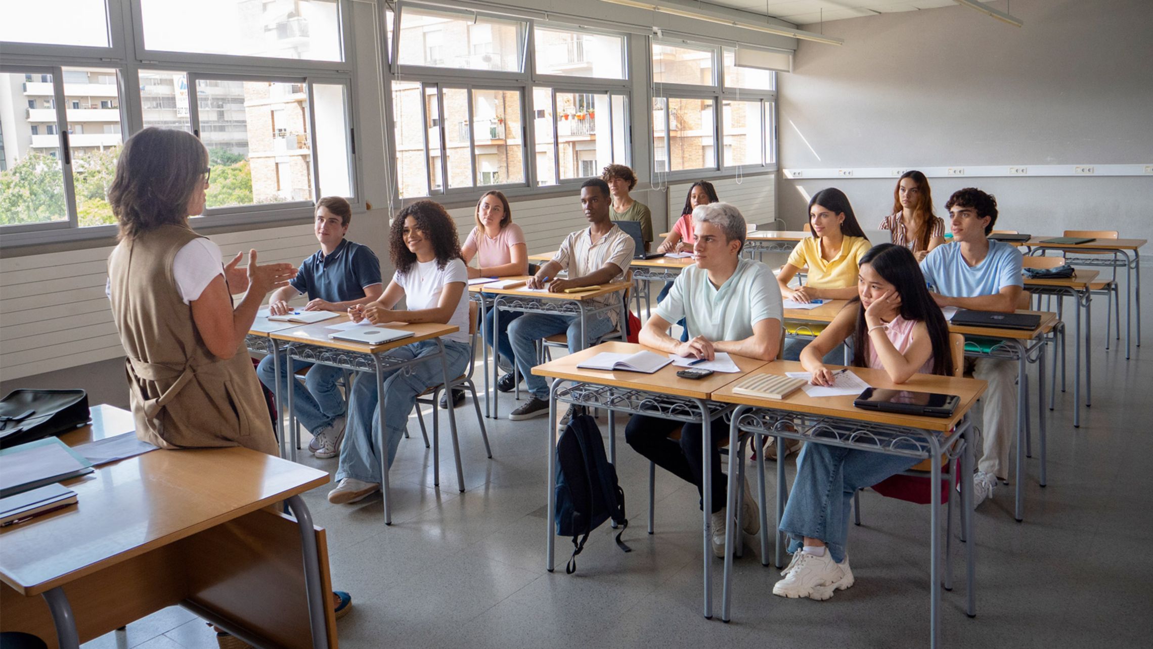 boy and girls at school