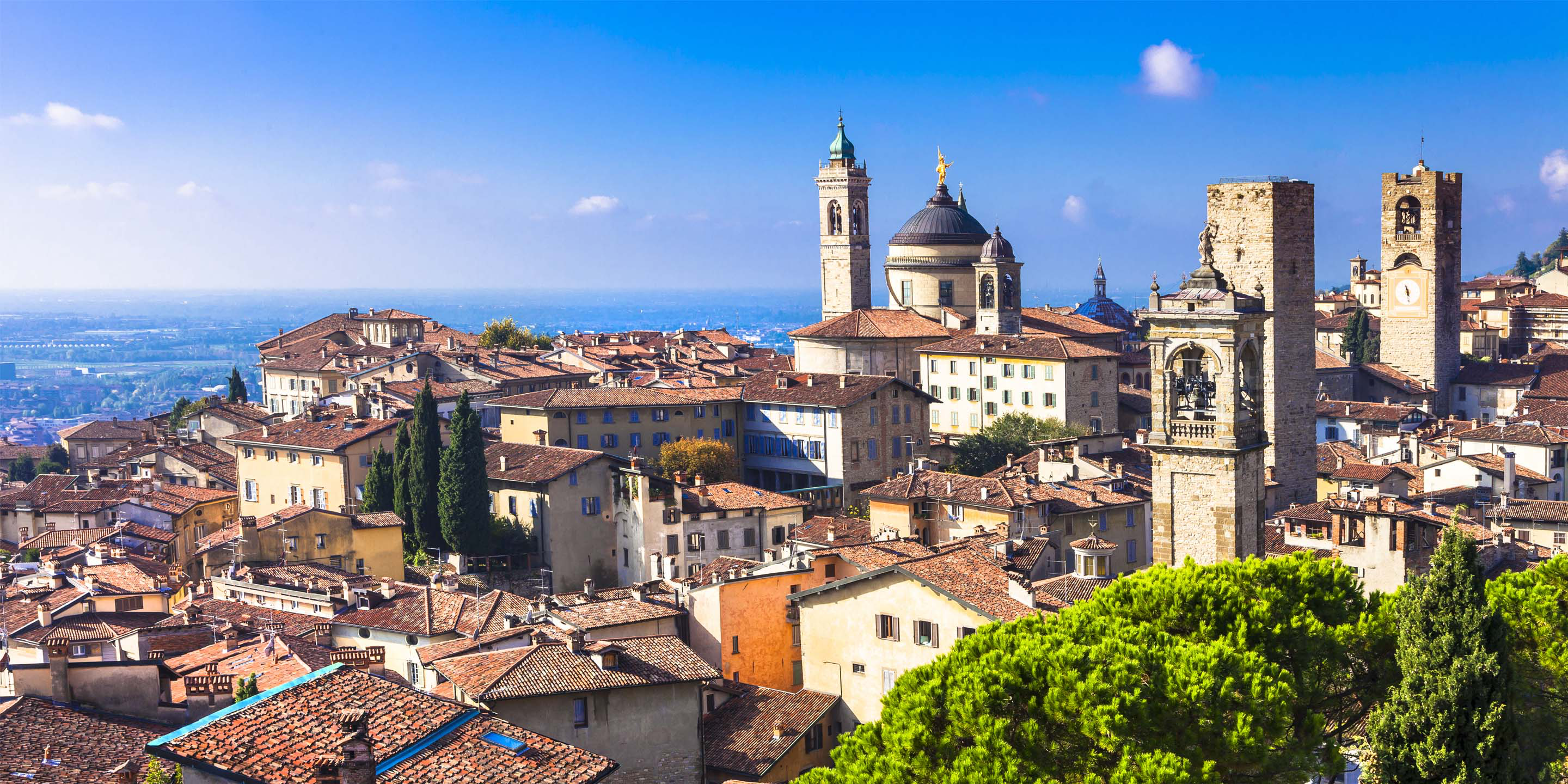 Una vista delle città di Bergamo dall'alto