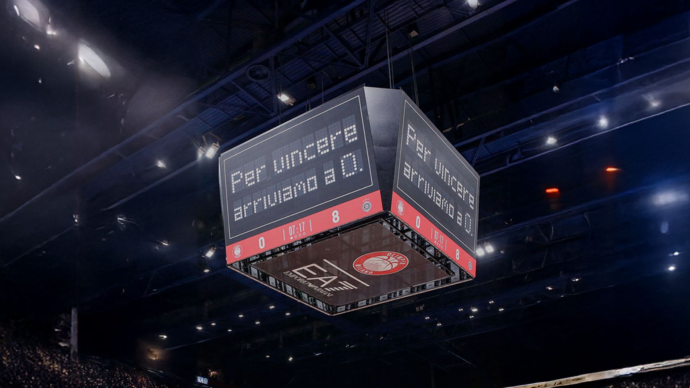 La copertina del video è la foto del tabellone segnapunti che si trova sopra il campo da basket del forum di Assago. È un grande pentagono, nel lato inferiore c'è la scritta EA7 Emporio Armani ed il logo di Olimpia Milano, sugli altri lati c'è scritto "Per vincere arriviamo a zero".