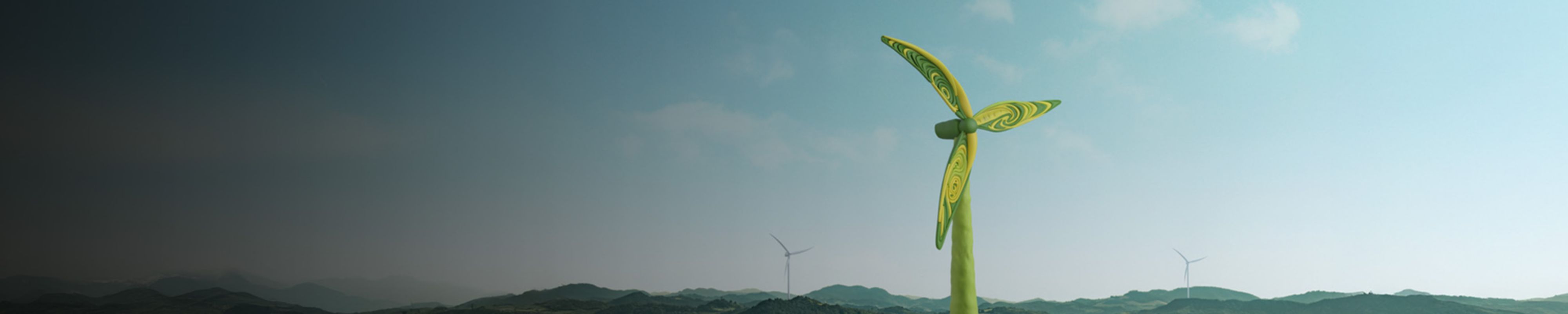 Landscape with wind turbine
