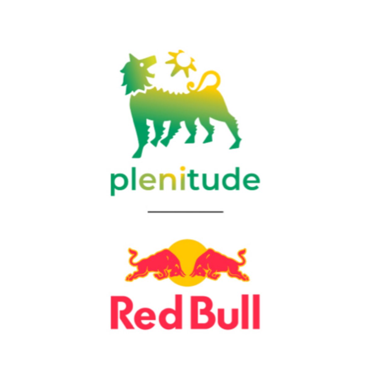 La partnership dell’energia: nell’immagine compaiono il logo Plenitude e il logo Red Bull.