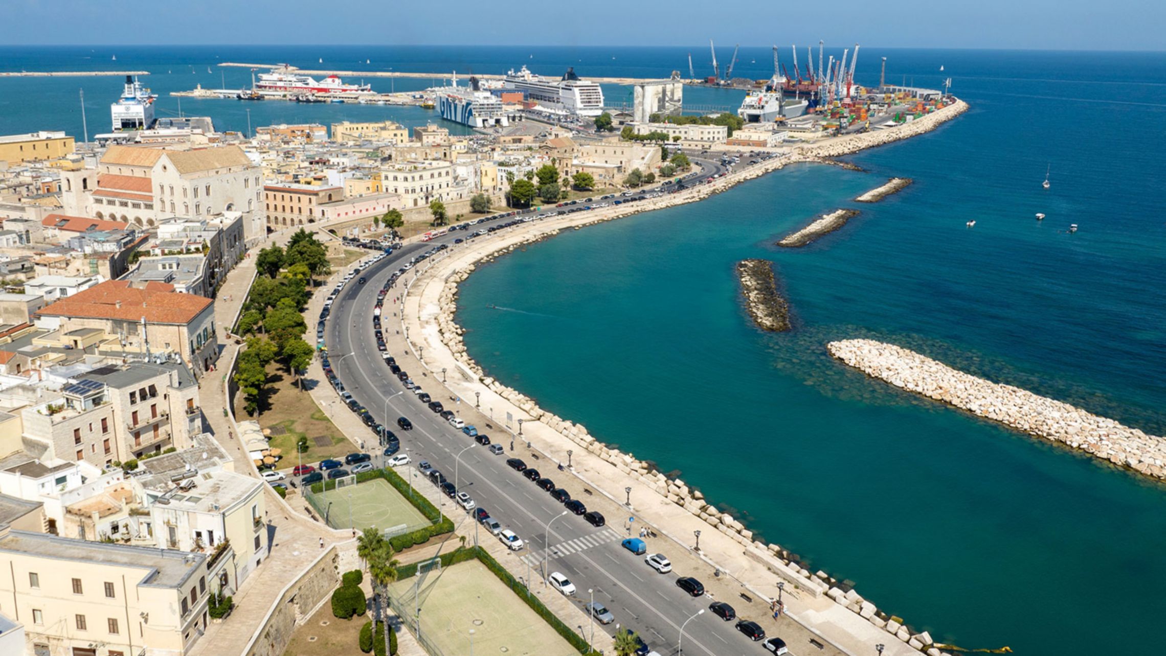 Aerial view seafront Bari - Puglia