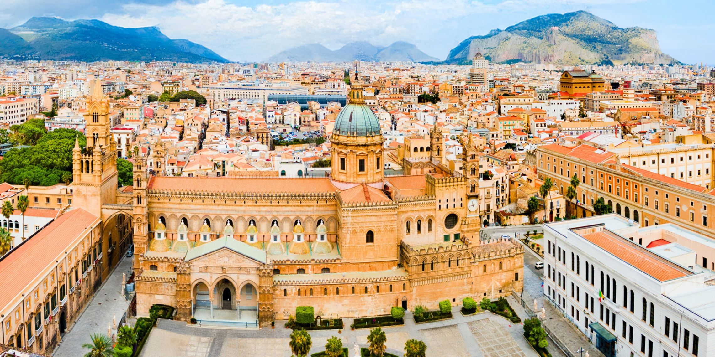 Palermo Cathedral Duomo aerial panoramic view