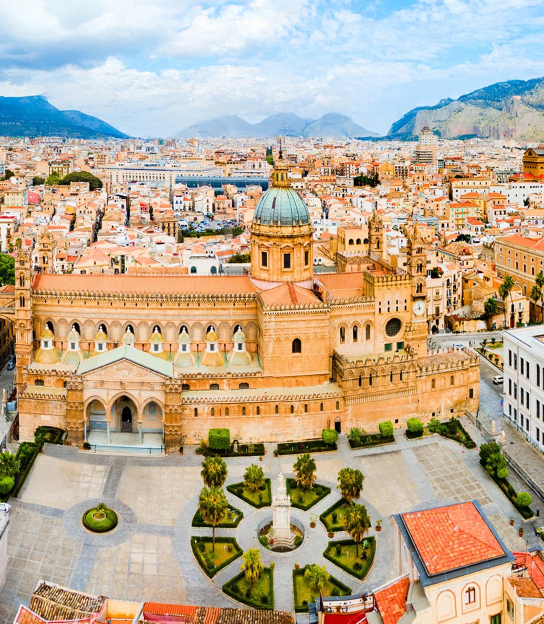 Palermo Cathedral Duomo aerial panoramic view