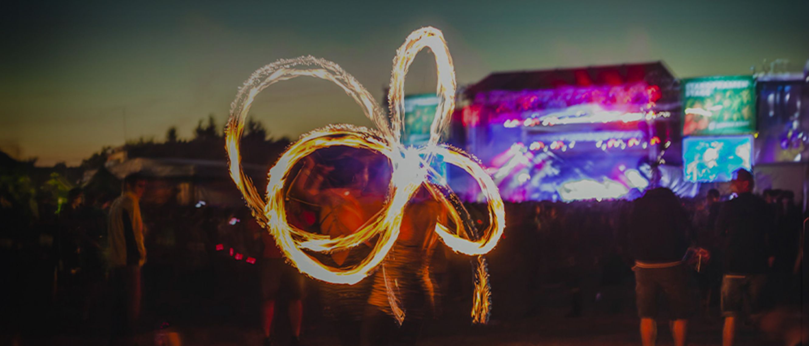 Games of light and movement during a music festival.